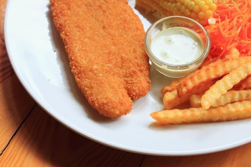 fish steak with french fries