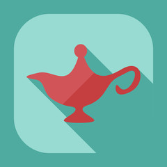 Naklejka premium Flat modern design with shadow icons genie lamp