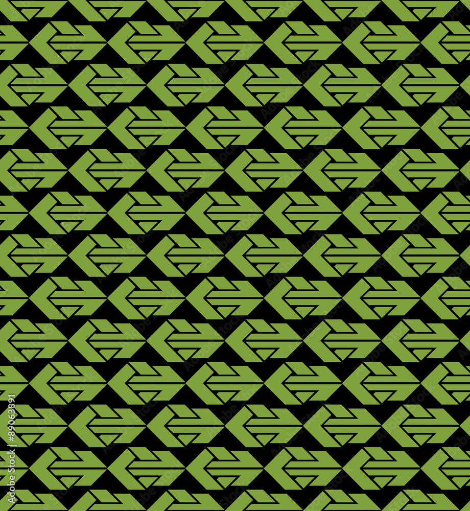 Poster bright abstract seamless pattern with green arrows. vector contr