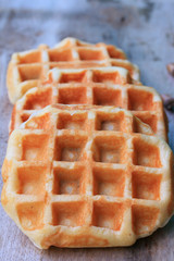 tasty sweet waffle with red bean