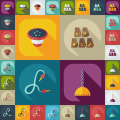 Flat concept, set modern design with shadow hookah