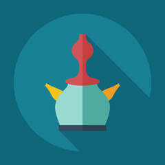 Flat modern design with shadow icons parts hookah