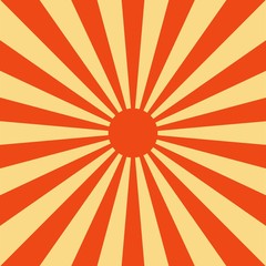 Rising sun background. Sun rays on orange background. wallpaper.