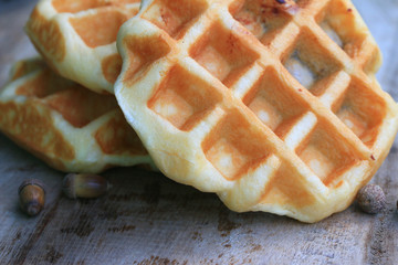 tasty sweet waffle with red bean