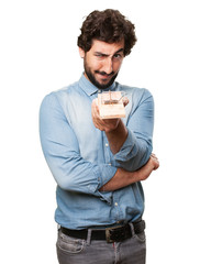 angry young man with mousetrap