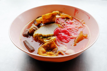 Yong tau foo - Asian noodle in the red soup