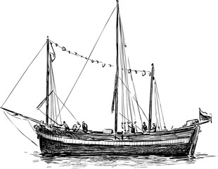 sketch of a sailboat