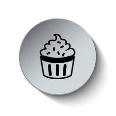 Cupcake icon. Cake icon. Dessert icon. Button. Vector illustrati