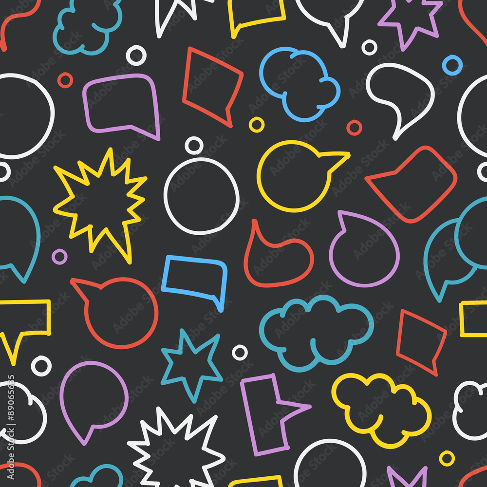 Poster abstract hand-drawn doodle speech clouds. vector seamless backgr