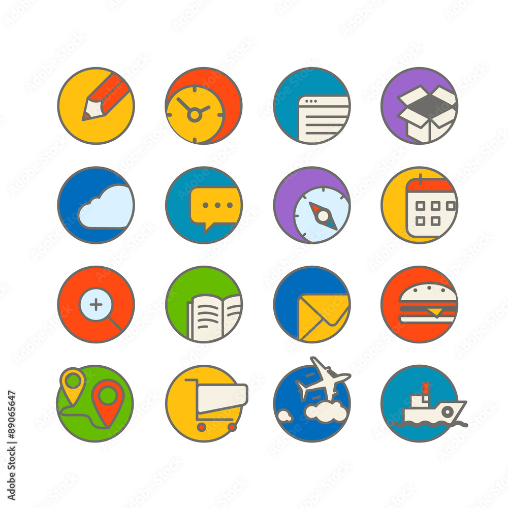 Poster Different web browser icons set with rounded corners. Design ele