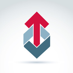 Geometric abstract symbol with arrow, vector graphic design elem