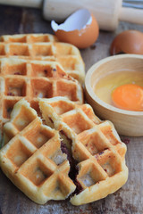 tasty sweet waffle with red bean