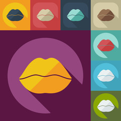 Flat modern design with shadow icon lips
