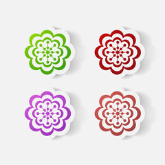 Realistic paper sticker: flowers. camomile