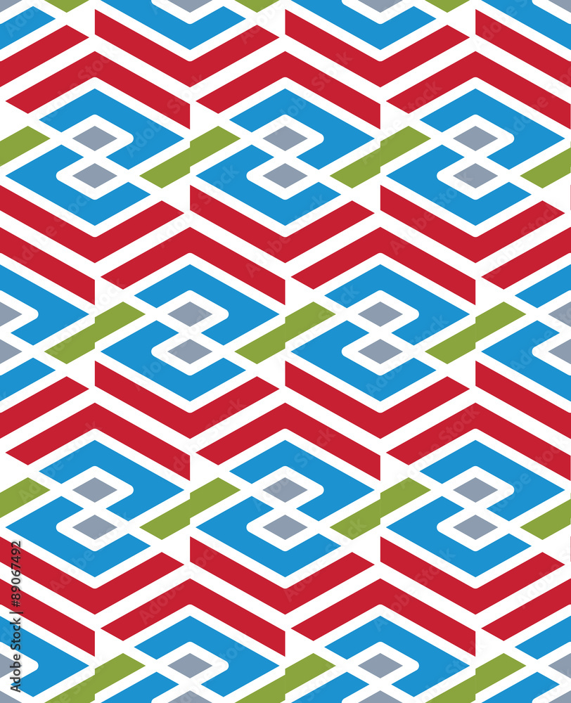 Poster mosaic seamless pattern with parallel lines and geometric elemen