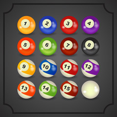 set of billiard balls, billiards, American