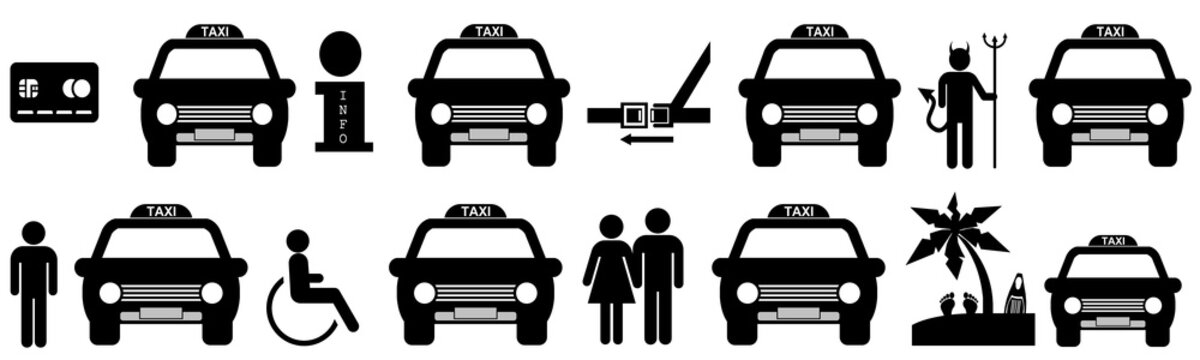 Taxi en 8 ic&ocirc;nes
