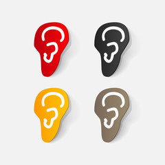 Paper clipped sticker: ear