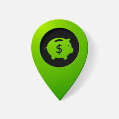 Realistic color pointer: moneybox. pig