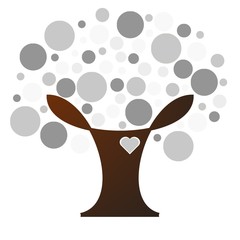 Winter snow tree with heart