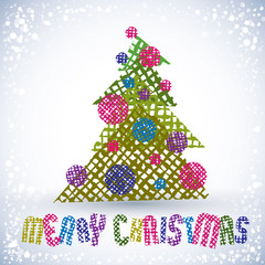 Christmas greeting card, vector, Merry Christmas lettering.