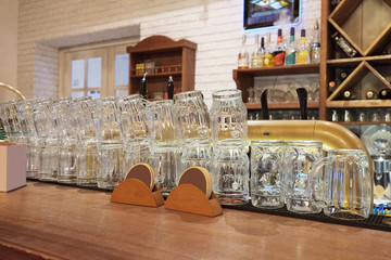 Glasses on a bar counter