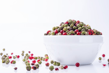 Mixed peppercorns in a bowl