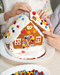 Making Christmas Gingerbread House Together