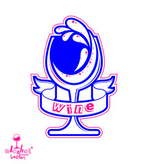 Vector goblet – alcohol drink theme illustration. Elegant wine