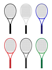 Tennis Rackets in Different Colours Black White Blue Red Gray Green