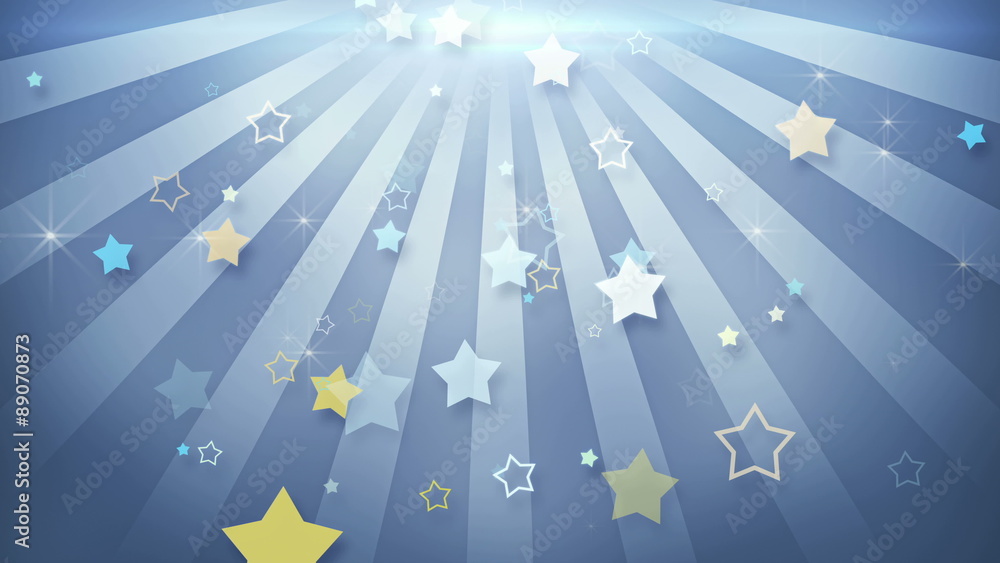 Aufkleber star shapes falling in circular rays loop animation 4k (4096x2304)
