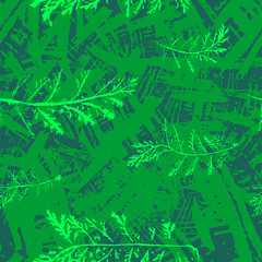 Seamless imprints pattern of the branched herbs. 