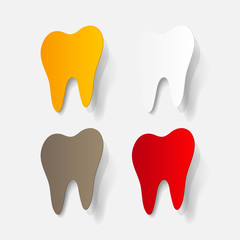 realistic paper sticker: tooth