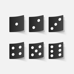 Realistic paper sticker: dice