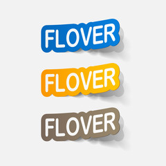 Realistic paper sticker: flowers