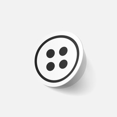 Realistic paper sticker: sewing Button