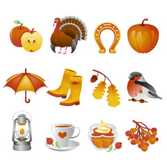 Autumn and thanksgiving icon set
