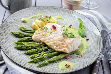 Saithe Filet with Green Asparagus