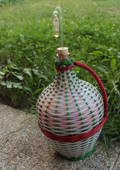 Neck of carboy, vertical image, close up