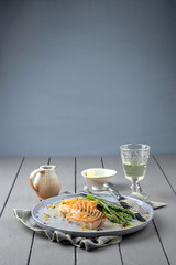 Salmon Filet with Green Asparagus