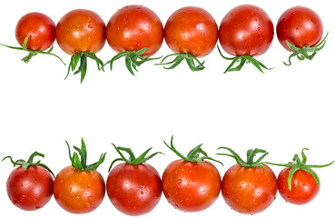 Fresh red tomatoes in basket on white background
