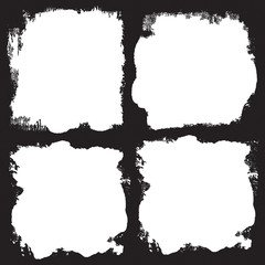 Vector grunge brush strokes backgrounds set, rectangle and square