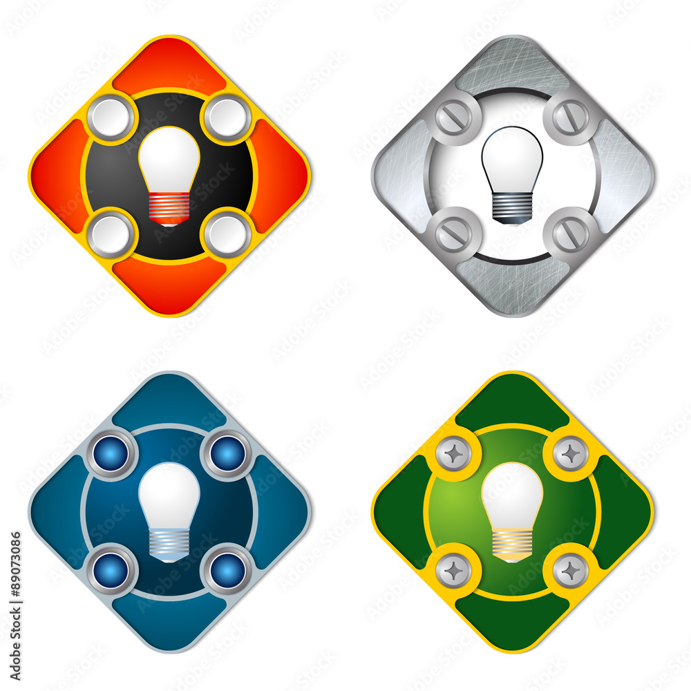 Poster vector simple objects with screws and bulb