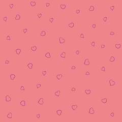 Pink seamless texture with purple hearts