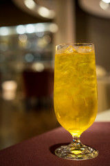 beverage ,Chrysanthemum tea with ice in glass on table