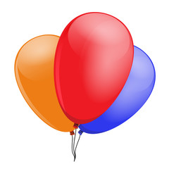 Three balloons, red, blue, orange, to embellish your layout