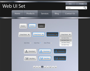 Fototapeta na wymiar Ui Set for you web site, grey, blue
