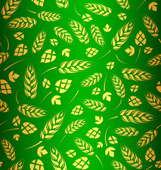 Decorative vector seamless pattern with hops and malt - 89074251