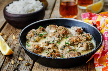 Moroccan lemon cardamom meatballs with rice