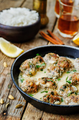 Moroccan lemon cardamom meatballs with rice